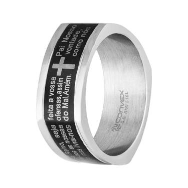 Imagem de Anel de Aço Faith com Oração Pai Nosso e Resina 9mm