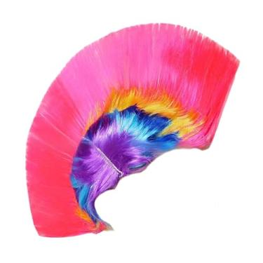 Imagem de LCSVCCXA Peruca punk rocker moicano moicano, acessórios para cosplay, fantasia para festa temática, Rosa