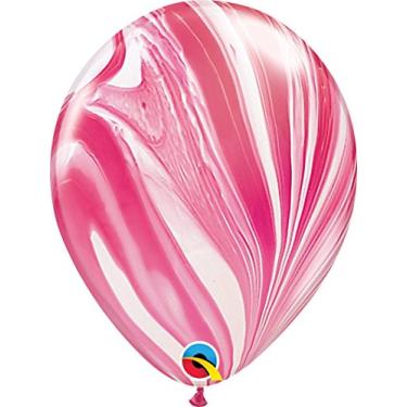 Imagem de Qualatex Balão de látex Superagate, 28 cm, vermelho/branco