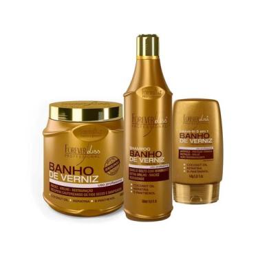 Imagem de Kit Banho Verniz Forever Liss Shampoo, Leave, Másc. 1650ml - Forever L