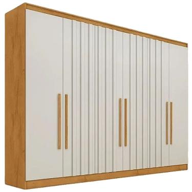 Imagem de Guarda Roupa Oxford Casal 6 Portas 6 Gavetas Europa Cor Peroba Off White