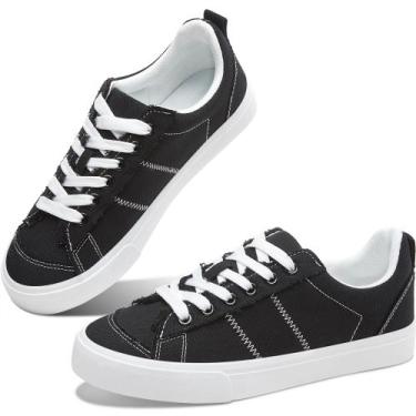 Imagem de Tênis de lona Obtaom, moda feminina, tênis de skate, preto