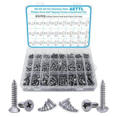 Imagem de Kit de sortimento de parafusos AETTL 815 unidades de aço inoxidável mé