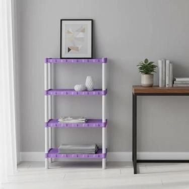 Imagem de Estante Plástica Agraplast Nápoles 4 Prateleiras Lilás com Pezinhos  M