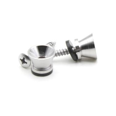 Imagem de Domary Alça de Guitarra Pinos de Bloqueio Metal Preto Prata Acústico Elétrico Ukulele Baixo Universal 2 Pacote (Prata)