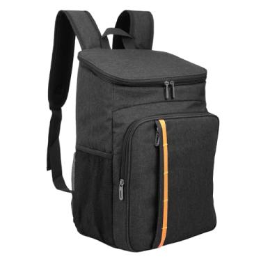 Imagem de Mochila térmica, impermeável de 20 L, leve, particionada, para freezer quente/frio, para piquenique, churrasco, passeio autônomo (preto)