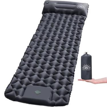 Imagem de Colchão Inflável para Camping 190x60cm，Leve e Confortável, Inclui Bomba e Bolsa de Transporte (Azul)