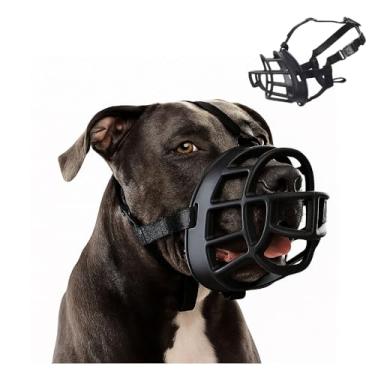 Imagem de Focinheira Ajustável para Cães, Máscara de Proteção Respirável em Plástico Resistente, Confortável com Tiras de Segurança, Permite Beber e Comer (PP (TAM 1))