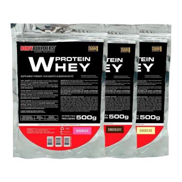 Imagem de KIT 3x Whey Protein 500g - Sabor BAU - CHO - MOR - Bodybuilders-Unissex