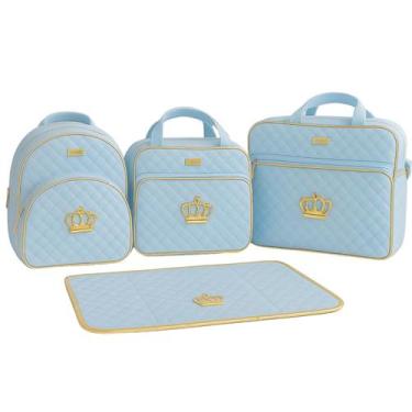 Imagem de Kit Bolsas Saída Maternidade Para Bebê 4 Peças Estilo Coroa Dourada - 