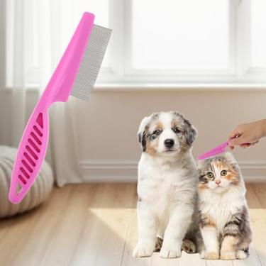 Imagem de 1 ferramenta de cuidados para cães e gatos – removedor de pulgas e piolhos de aço inoxidável – escova densa de dentes finos para remoção de pelos