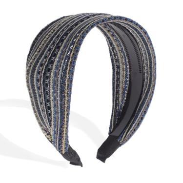 Imagem de Bandanas largas para mulheres, faixas de cabeça grandes para cabelo feminino, faixas de cabeça boêmias extralargas, faixas grossas com acessórios de cabelo para dentes, verde escuro