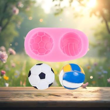 Imagem de Bolas de silicone para decoração de bolos, moldes de fondant de futebol, vôlei, molde de chocolate para decoração de bolos, enfeite de cupcake, artesanato de açúcar, pasta de goma de doce, polímero