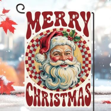 Imagem de Merry Christmas, bandeira de jardim de Papai Noel, dupla face, Natal, Natal, Natal, Natal, Natal, decoração ao ar livre, para pátio, gramado, varanda 30,5 x 45,7 cm