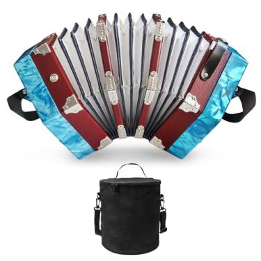Imagem de Concertinas, acordeão de 20 teclas para adultos, acordeão profissional para iniciantes, alças de mão ajustáveis, acessórios de instrumento (azul-1)