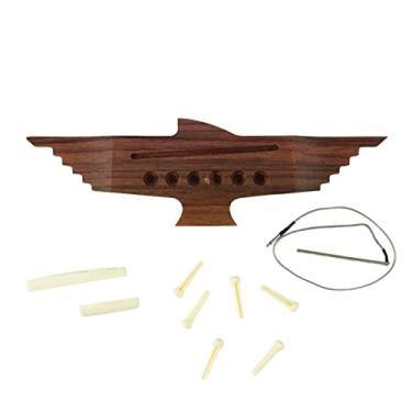 Imagem de Yctze Conjunto de Ponte de Guitarra Acústica de jacarandá Com 10 Peças para Instrumentos de 6 Cordas - Completo Com Sela, Porca, Pinos e Captador - Ideal para Jogadores Iniciantes