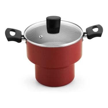 Imagem de Cuscuzeiro Enjoy 18 C- Tampa De Vidro Aa Vermelho