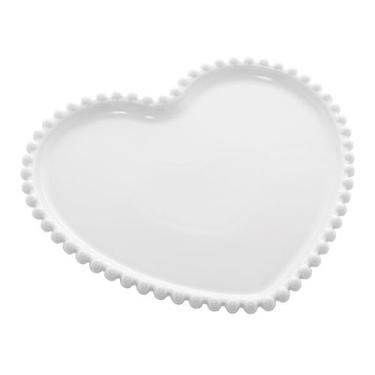 Imagem de Prato De Cerâmica Formato Coração Com Borda Pearl Para Servir Café Lan