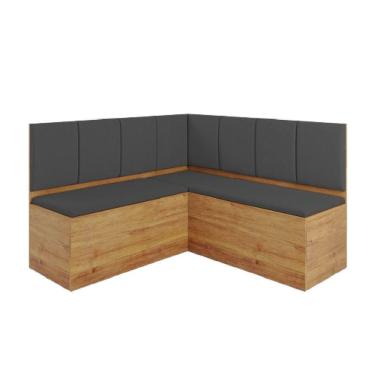 Imagem de Canto Alemão Com Baú Liebe Veludo Viero Madeirado / Cinza