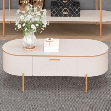 Imagem de Mesa De Centro Decorativa Sala de Estar Orgânico Giverny D05 Off White
