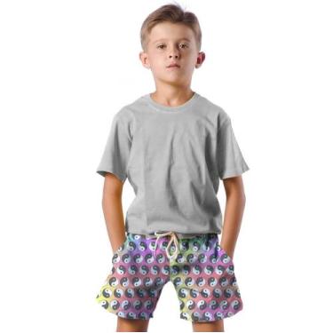 Imagem de Shorts Infantil Bermuda Calção Praia Verão Yin Yang Colorido Arte 300 