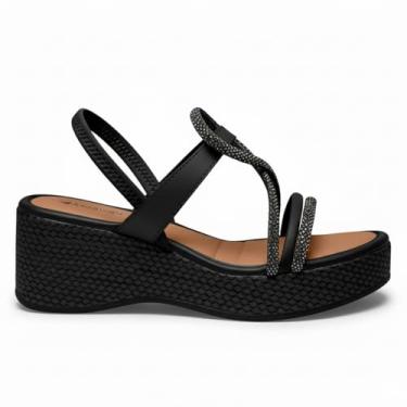 Imagem de Sandália Salto Anabela Mississipi Brilho Calce Facil MF501