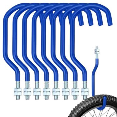 Imagem de Shimeyao 4 ganchos de armazenamento de bicicleta com rosca para máquina com porca ganchos de bicicleta resistentes M10 x 1,5 gancho de rosqueamento de máquina revestido de borracha para pendurar pneu