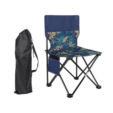 Imagem de RNXRZANK Cadeira de Camping com Bolso Lateral, Assento para Pesca, Estável, Ideal para Camping, Descanso, Churrasco, Esportes, Mochilão E Viagens, Azul