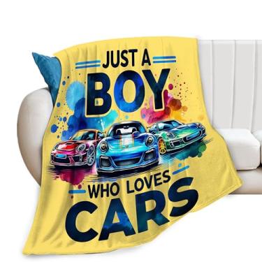 Imagem de SweetFox Cobertor de inverno Just A Boy Who Loves Carros, decoração de carros, cobertor para meninas, meninos, amantes, super quente, macio, flanela, para crianças, adultos, homens, mulheres, 127 x