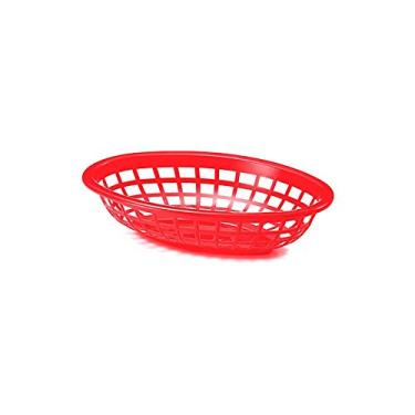 Imagem de TableCraft 1071R Cesta oval vermelha de 19 cm para pedidos laterais - dúzia