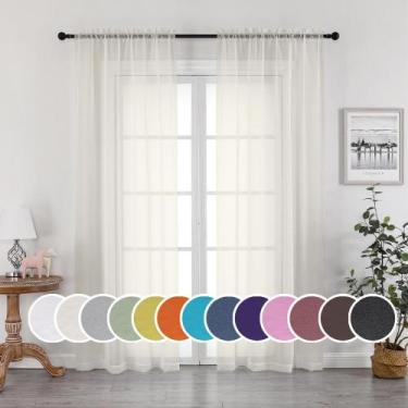 Imagem de Cortinas transparentes OWENIE de 229 cm de comprimento para quarto, sa
