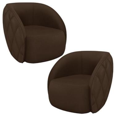 Imagem de Kit 02 Poltronas Decorativa Para Sala Living Olimpo M03 material sinté