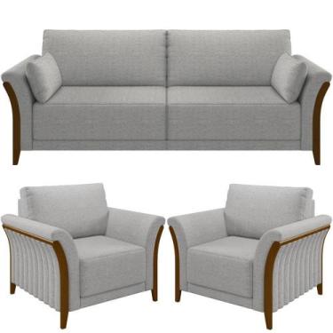 Imagem de Kit Sofá 02 Lugares 162Cm Com 02 Poltronas M03 Cinza - LYAM DECOR