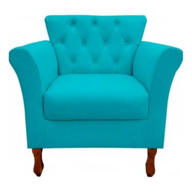 Imagem de Poltrona Decorativa Moderna Para Sala Quarto e Escritório Viena (Suede Azul Tiffany)