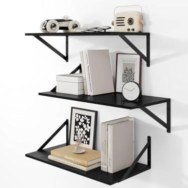 Imagem de Heimlove Prateleiras de parede de 61 cm L x 30 cm P para livros, 30 cm de profundidade, conjunto de 30 cm, estante flutuante larga com suporte de metal para sala de estar, cozinha, escritório, quarto