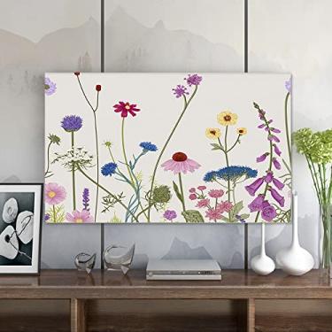 Imagem de Capa de TV para tela elástica à prova de poeira de 32-85 polegadas para TVs planas curvas de plasma LED LCD, monitores de computador e telas de mesa, protetor interno decorativo-flor-2||40 polegadas