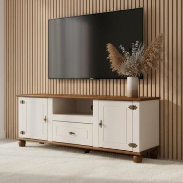 Imagem de Rack para Tv 55 Polegadas com Pés Madeira Maciça 100% Mdf 2 Portas 1 G