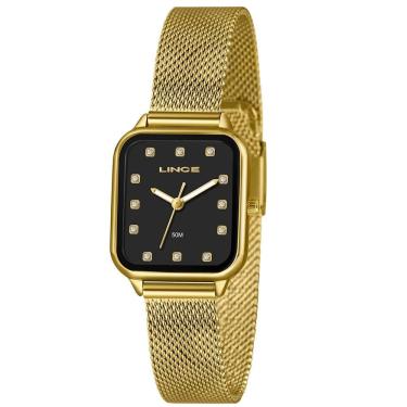 Imagem de Relógio Lince Feminino Ref: Lqgh253l26 P1kx Retangular Mesh Dourado