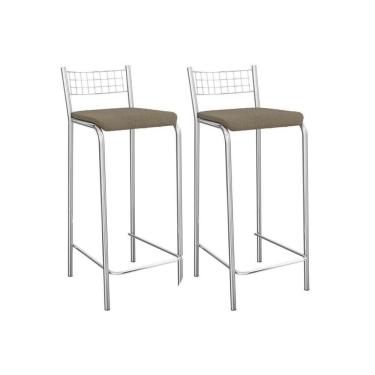 Imagem de Banqueta Sala De Jantar Gênova 2b705cr Aço Kit 2 Un Cromado-boucle Bege Fendi - Kappesberg