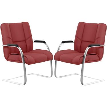 Imagem de Kit 02 Cadeiras De Escritório Tecido Sintético Vermelho