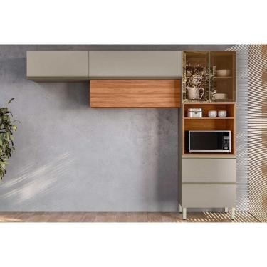 Imagem de Cozinha Completa Proença 3 Peças (2aéreos+1paneleiro) C3p61 Nogueira Touch-nude Prime - Demóbile