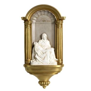 Imagem de ShineOnAngel La Pieta Michelangelo Santo Jesus Virgem Maria Esculturas Pintadas à Mão Presente Cristão Decoração de Casa Escultura de Parede 35,56 cm