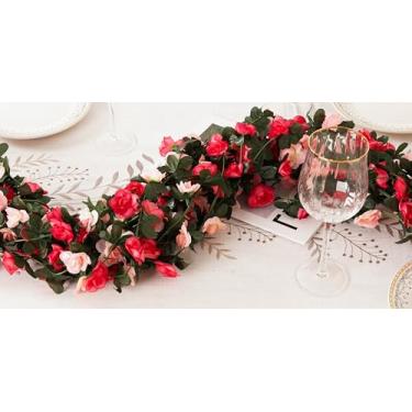 Imagem de CHICNOOK 8 peças de guirlanda de flores de 65,6 m, guirlanda de rosa rosa para decoração, videira de flores para quarto, mesa de aniversário, festa de casamento, jardim, decoração de parede