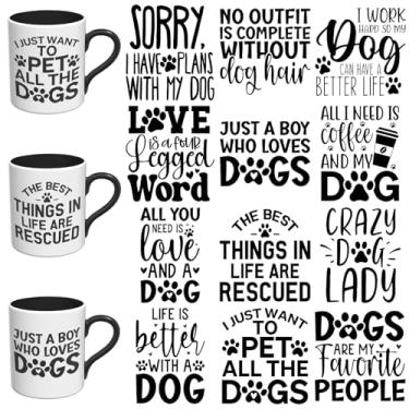 Imagem de Elewins 12 peças Dog Mom UV DTF envoltório de copo UV DTF adequado para canecas, óculos, cadernos, computadores, mesas e cadeiras, etc. Papel de transferência UV DTF de alta viscosidade (frases de mãe