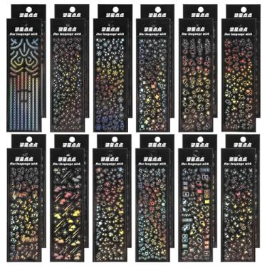 Imagem de 24 folhas de adesivos decorativos holográficos autoadesivos com glitter coreano adesivos transparentes laser estrela borboleta bolhas decalques brilhante photocard adesivo para álbum de scrapbook
