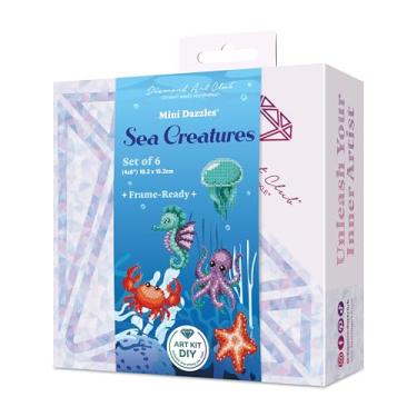 Imagem de DIAMOND ART CLUB Mini Dazzles – Criaturas do mar, kit de pintura de diamante DIY divertido para adultos, tela de arte de diamante para iniciantes, 10 x 15 cm (pacote com 6)