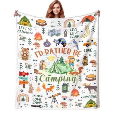 Imagem de Cobertor de acampamento de viagem, presentes para mulheres, homens e crianças, cobertor de flanela ultramacio e aconchegante para acampamento, atividades ao ar livre, trailer, caminhadas, 152 x 127 cm