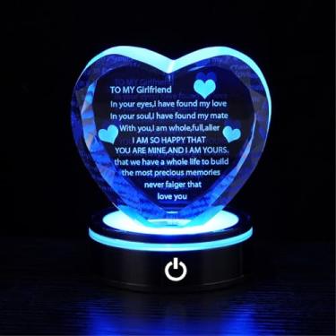 Imagem de Coração de lembrança de aniversário romântico, cristal de amor para presente romântico 3D I Love You Birthday Girlfriend for Confission, Lover Day Valentine Gift
