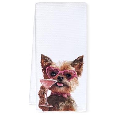 Imagem de Qnhij Toalhas de cozinha para presentes Yorkshire Terrier, presentes de Yorkie para mulheres, mães de cachorro, toalhas de mão decorativas para banheiro, toalhas de chá engraçadas Yorkshire Terrier