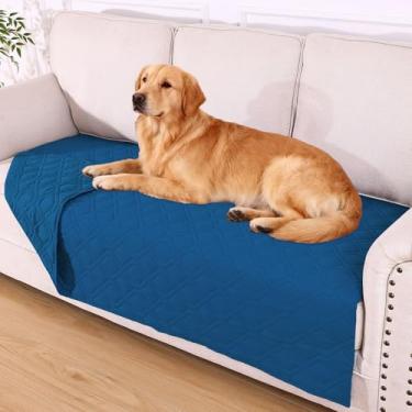 Imagem de hyha Cobertor impermeável para cama de cachorro, cobertores macios para animais de estimação, capa de sofá impermeável para cães, capas de sofá reversíveis laváveis para móveis (102 x 182 cm, azul